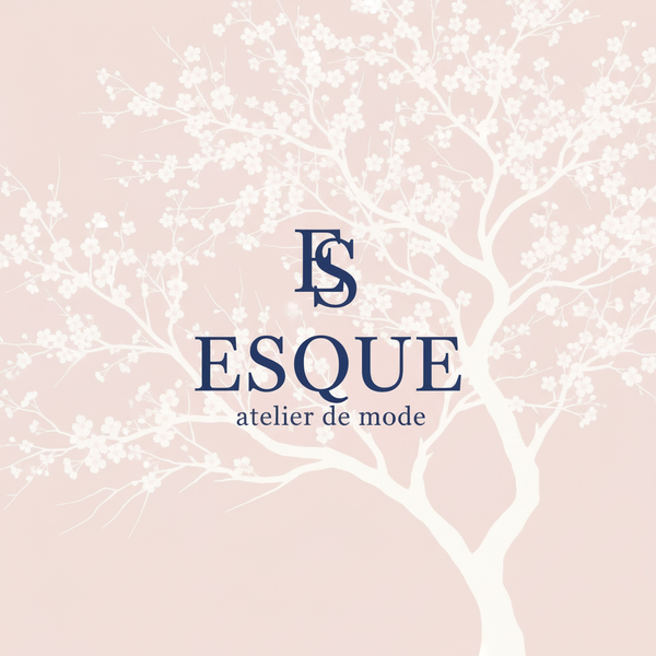 Esque logo with cherry blossom tree background